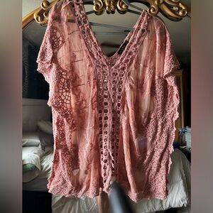 Elegant Pink Lace Women’s Top